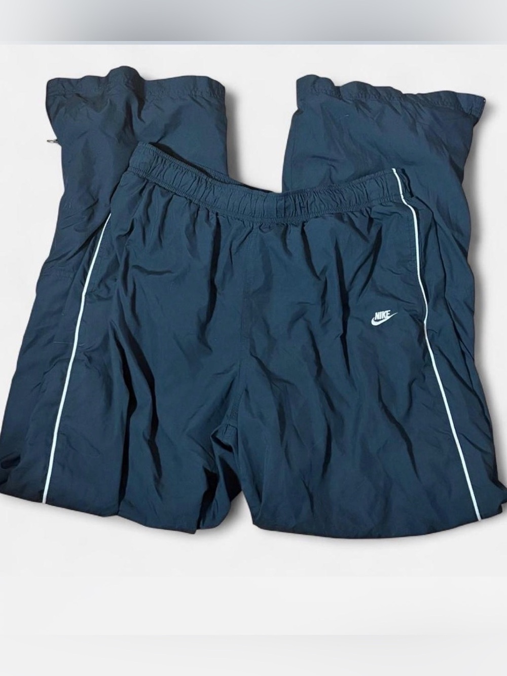 Vintage Y2K Men’s Large Nike Black Baggy Zipper Calf Track Pants Windbreaker